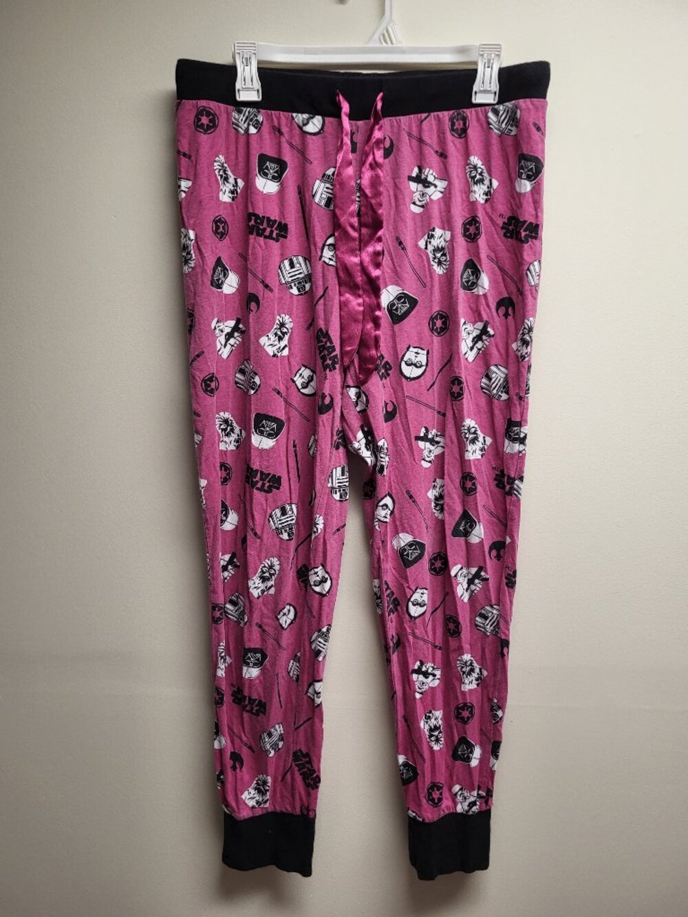 Star Wars Pink Pajama Pants Large Chewbacca Darth Vader R2-D2 Lounge